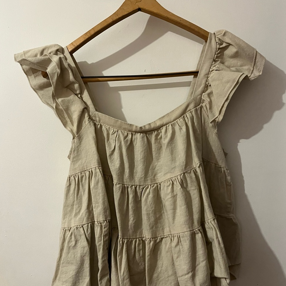 SHEIN Beige Tiered Ruffle Blouse